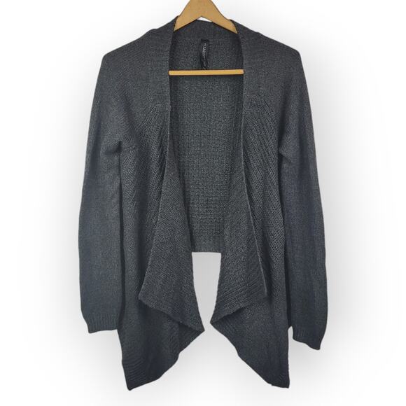 Aeropostale Open Draped Waterfall Front Cardigan Size Small Knit Sweater Gray - Picture 1 of 7